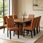 CHUN YI Dining Chairs Set of 4, Faux Leather Dining Room Chairs, Upholstered Modern Kitchen Parsons Chairs for Dining Room with Sturdy Wood Legs, Black (Only Chair)