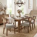 HNY Mid Century Modern Dining Chairs Set of 4, Upholstered Linen Kitchen & Dining Room Chairs with Ergonomic Curved Backrest, Solid Wood Legs, Farmhouse Accent Chair for Home, Apartment, Beige