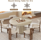 ONBRILL 47 Inch Round Dining Table for 4-6,Square Pedestal Base,Oak