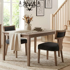 HNY Mid Century Modern Dining Chairs Set of 4, Upholstered Linen Kitchen & Dining Room Chairs with Ergonomic Curved Backrest, Solid Wood Legs, Farmhouse Accent Chair for Home, Apartment, Beige