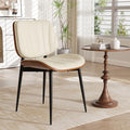 Dining Chairs Set of 2, Mid Century Modern Dining Room Chair, Upholstered Faux Leather Kitchen Chairs with Walnut Bentwood Back and Metal Legs for Kitchen Dining Room Living Room, Black