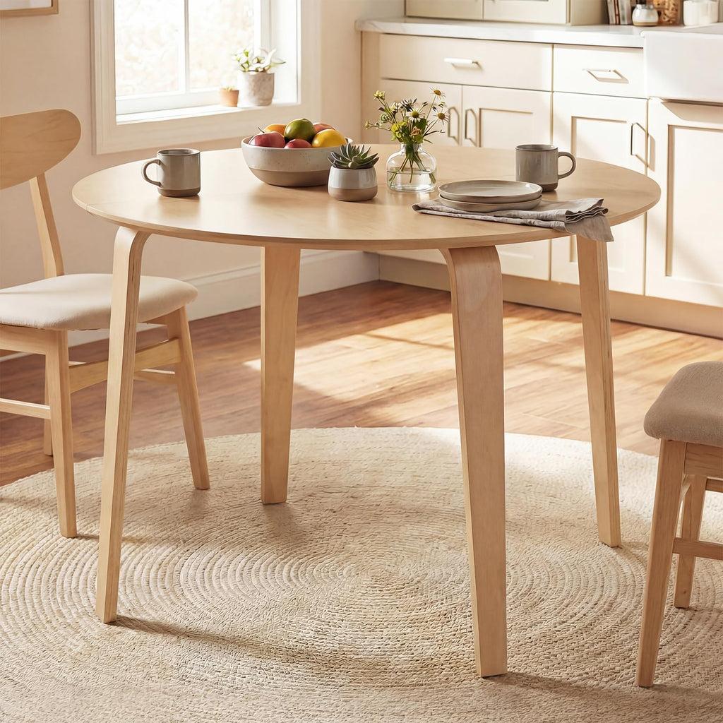 GIANTEX Round Dining Table for 2-4, 37.5" Kitchen Table w/Rubber Wood Legs