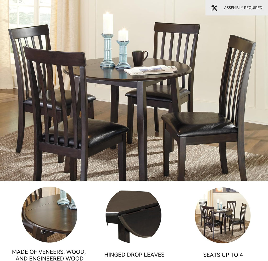 Signature Design by Ashley Small Round Drop Leaf Dining Table, Brown