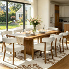RNKSFX Modern Dining Chairs Set of 4, Faux Leather Upholstered Kitchen & Dining Room Chairs, Mid Century Modern Wooden Dining Chairs Oversized Sturdy Rounded Chairs Curved Back, Beige