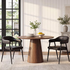 HNY Modern Dining Room Arm Chairs Set of 6, Retro Faux Leather Upholstered Barrel Dining Chairs with Arms Mid-Century Brown Accent Chair with Metal Legs, Open-Back Kitchen Side Chair for Living Room