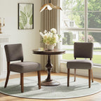 COLAMY Mid Century Modern Dining Chairs Set of 4, Upholstered Kitchen Chairs with Back, Farmhouse Fabric Side Dining Room Chairs with Wood Legs for Dining Room Kitchen Restaurant, Brown