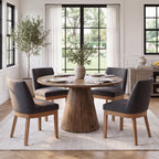 HNY Modern Dining Chairs Set of 6 with Comfortable Back Support, Farmhouse Soft Linen Upholstered Kitchen Dining Room Chairs with Solid Wood Legs, Armless Accent Side Chairs for Living Room, Beige