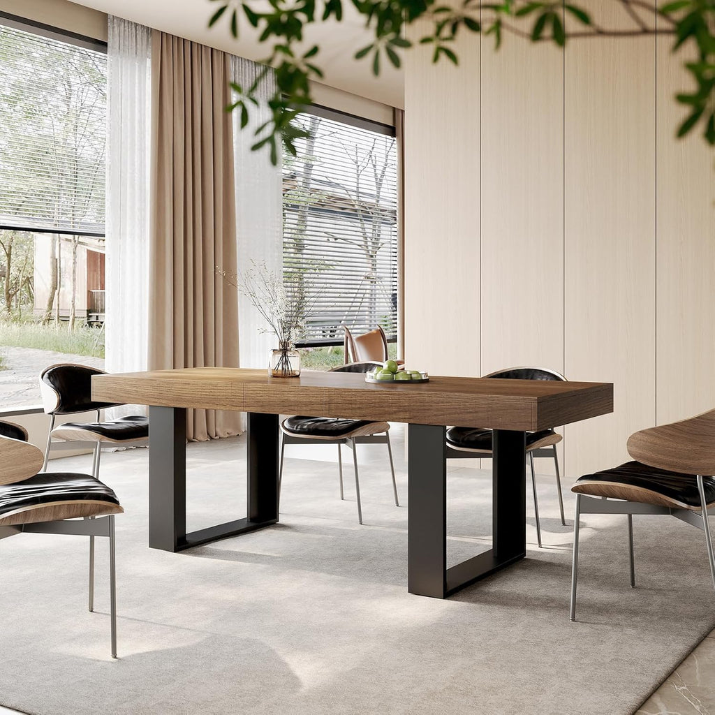 71-87 Inch Extendable Dining Room Table, Rustic Wooden Kitchen Table 6-10