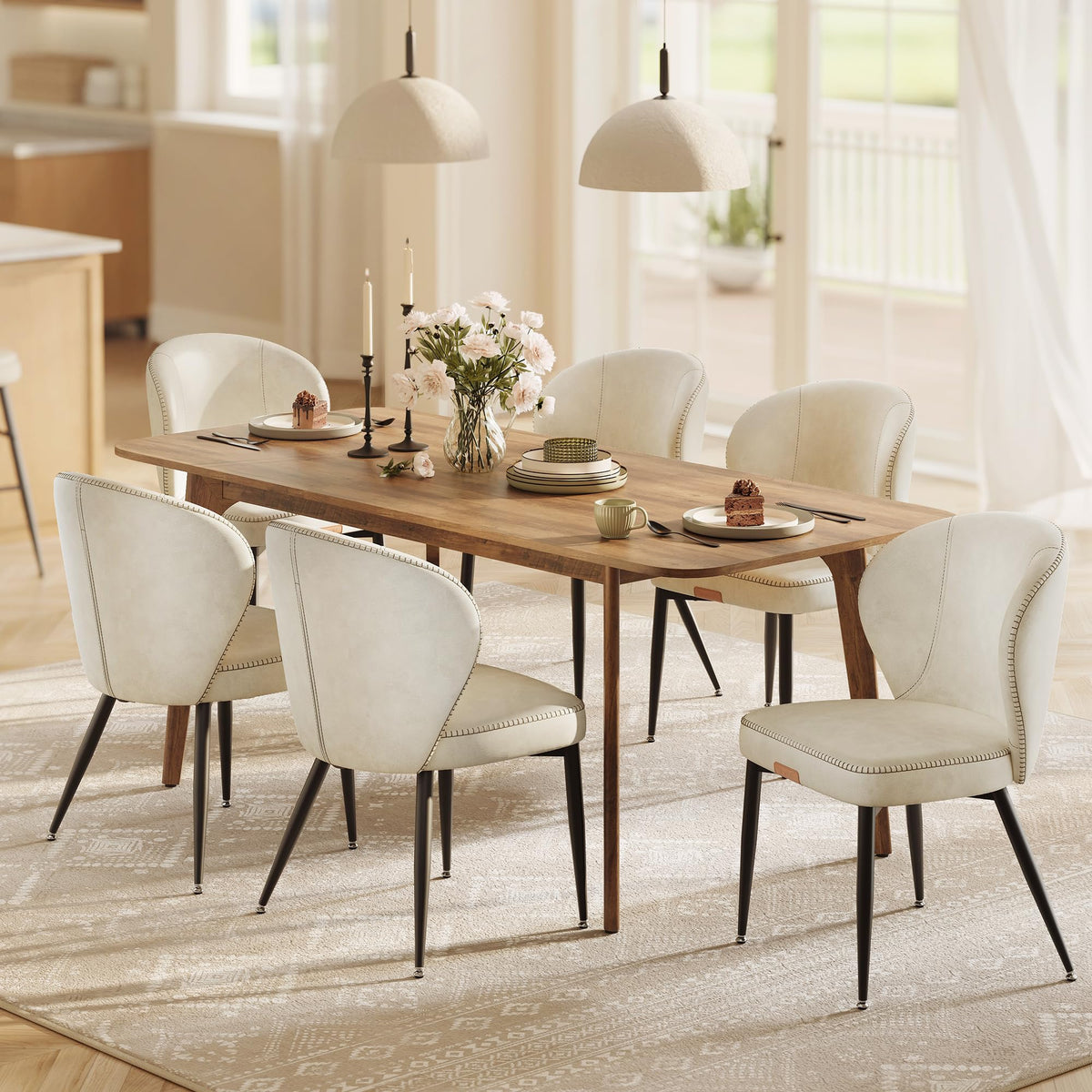 VASAGLE Dining Chairs Set of 2, Upholstered Kitchen Chairs