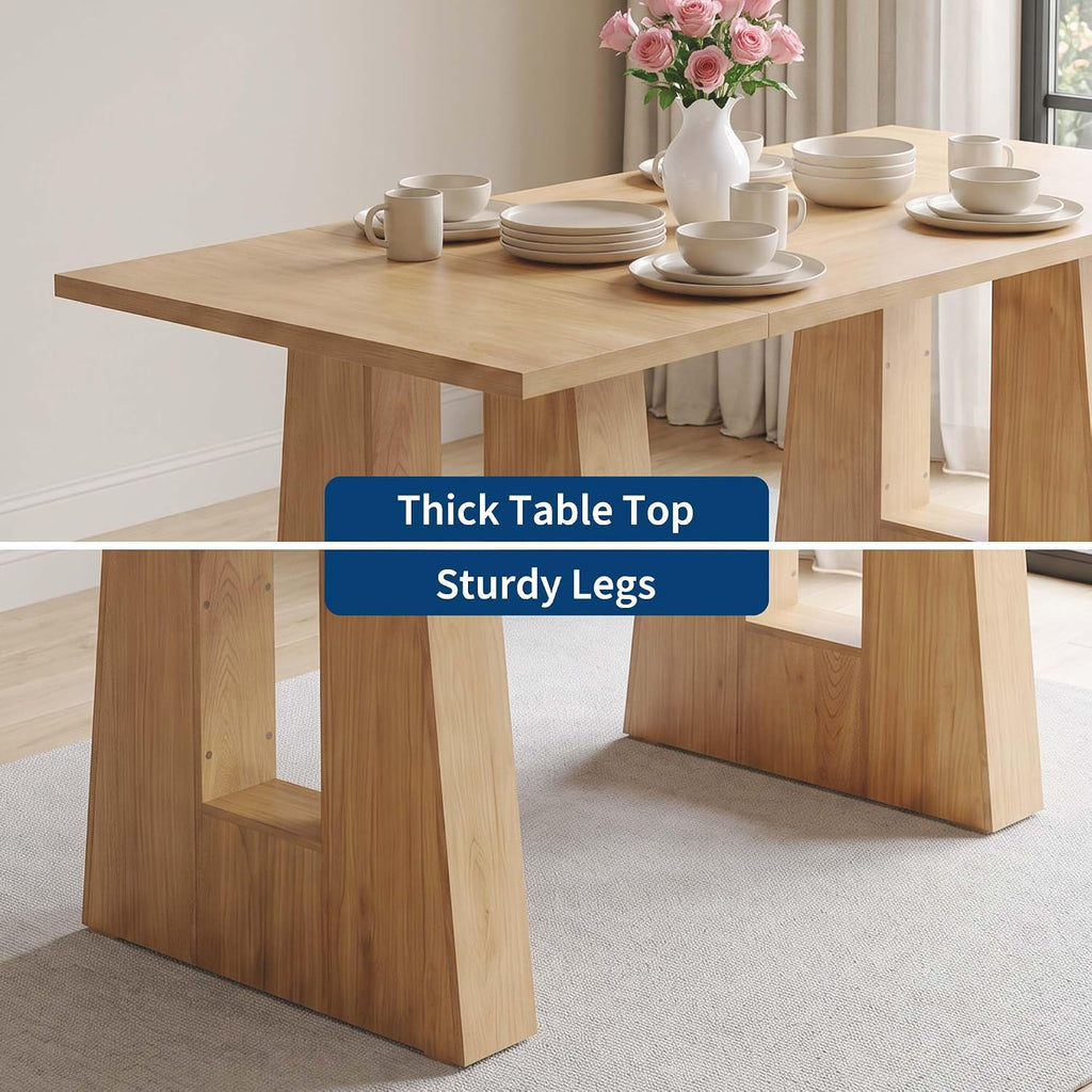 Garvee 63" Dining Table for 4-6 People, Modern Kitchen Table, Light Oak