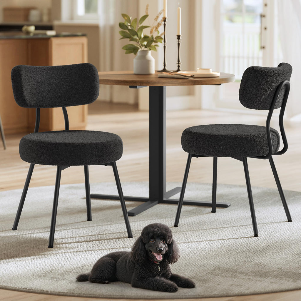 VASAGLE Boucle Dining Chairs Set of 4, Upholstered Kitchen Chairs