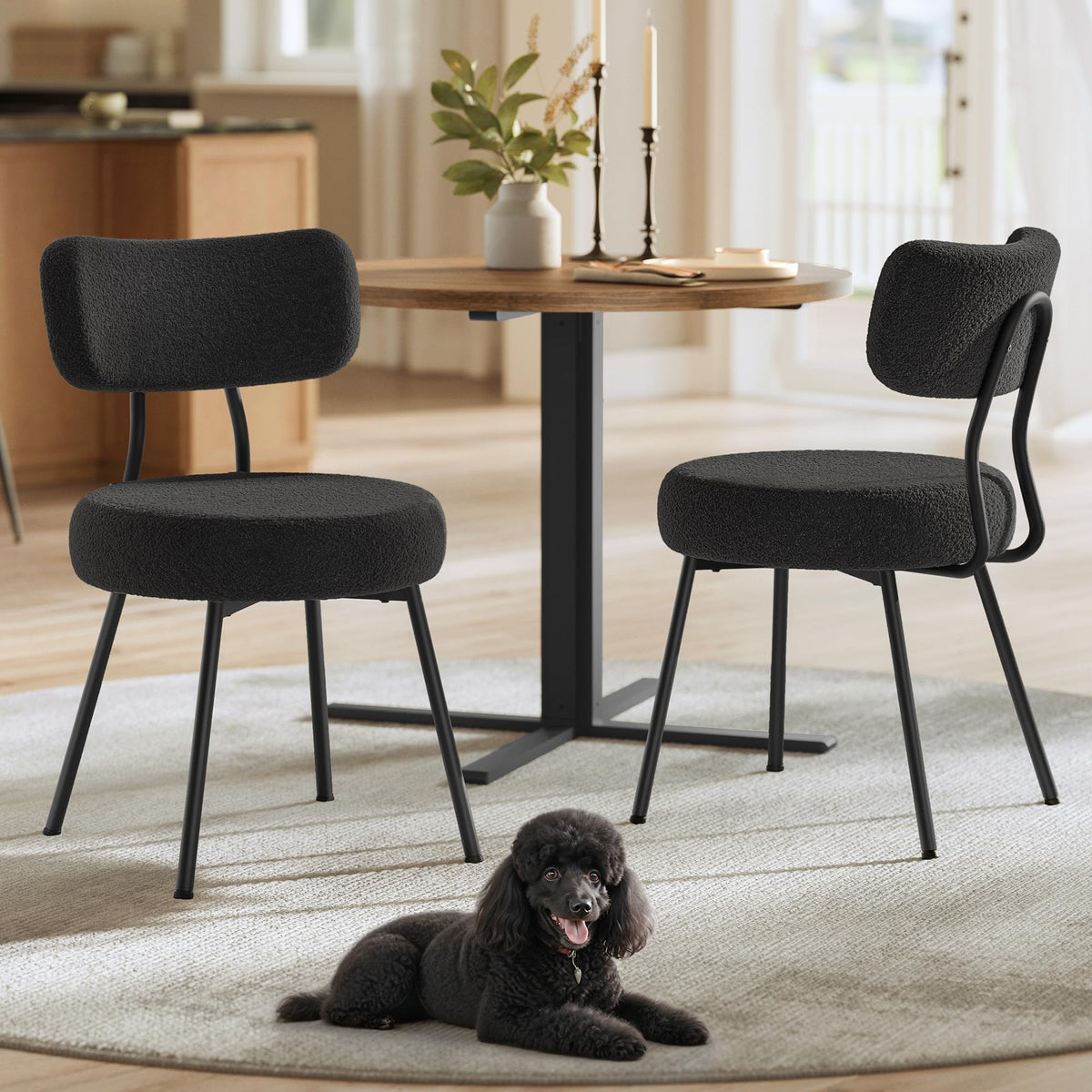 VASAGLE Boucle Dining Chairs Set of 4, Upholstered Kitchen Chairs