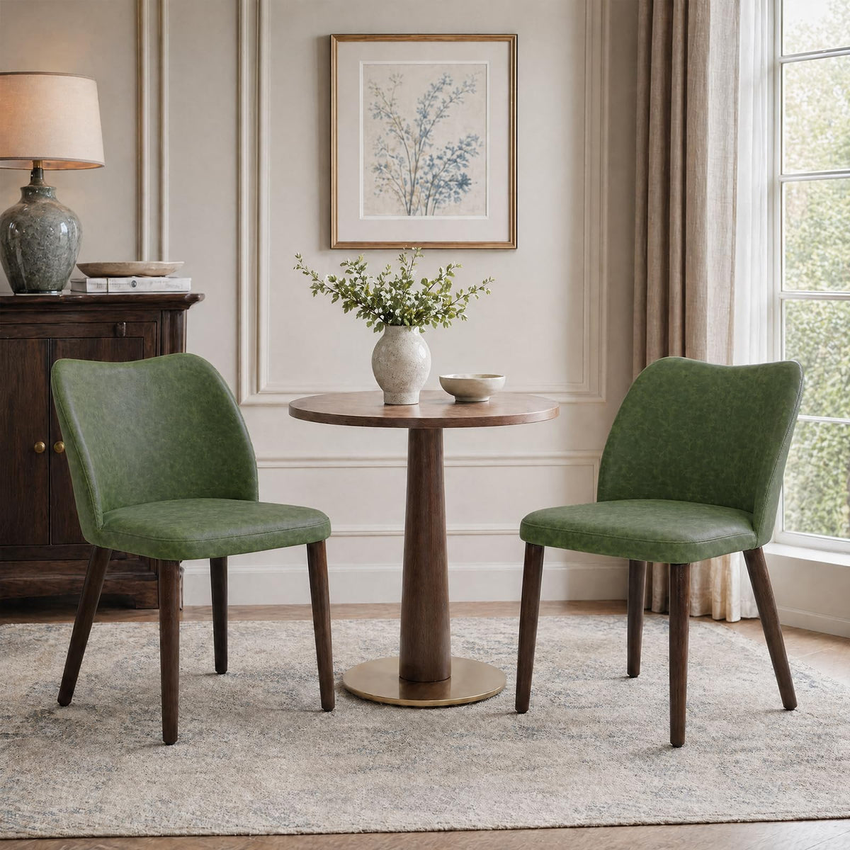 COLAMY Upholstered Dining Chairs Set of 6, Modern Kitchen & Dining Room Chairs with Curved Back, Fabric Padded Seat and Solid Wood Legs, Side Chairs for Restaurant, Cafe & Home, Beige