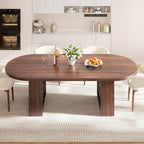 Jocoevol 70.8" Oval Dining Table for 6-8, Modern Dining Room Table with 3-Tier Storage Shelf, Wood Dinner Tables with Heavy Duty Pedestal Base for Kitchen Living Room - Walnut