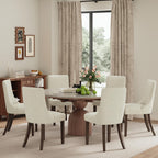 MALOL Wooden Dining Chairs Set of 6, Upholstered Kitchen & Dining Room Chairs with Solid Wood Legs Curved Backrest Farmhouse Accent Chair for Dining/Kitchen/Living Room, Camel