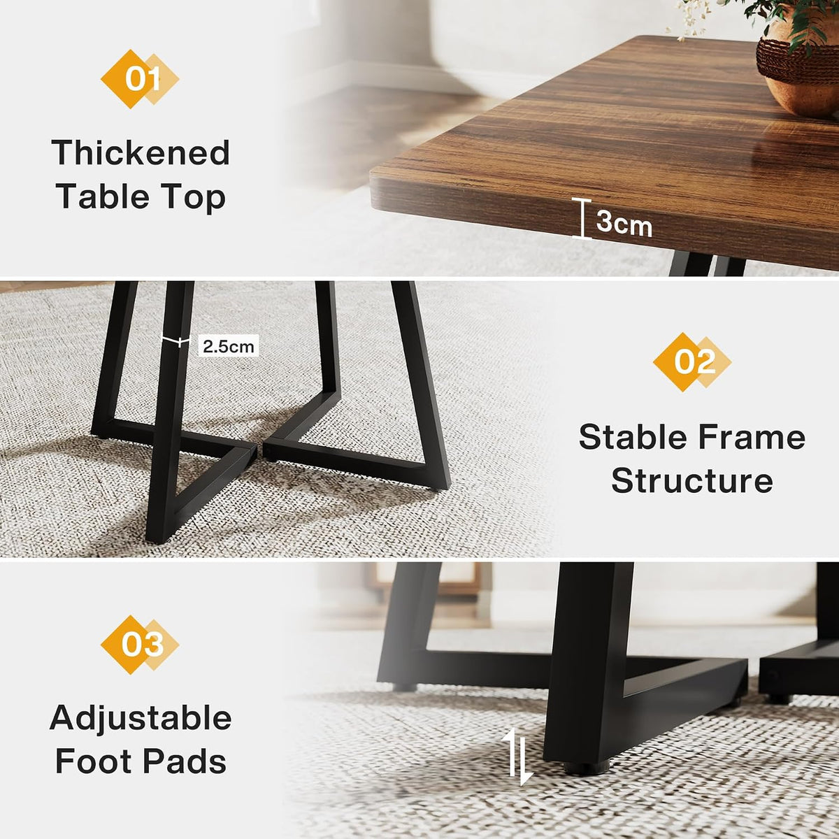 Tribesigns Square Dining Table for 2, 31.5" Industrial Dinner Table with Metal Base, Kitchen Table for Dining Room, Small Space, Apartment