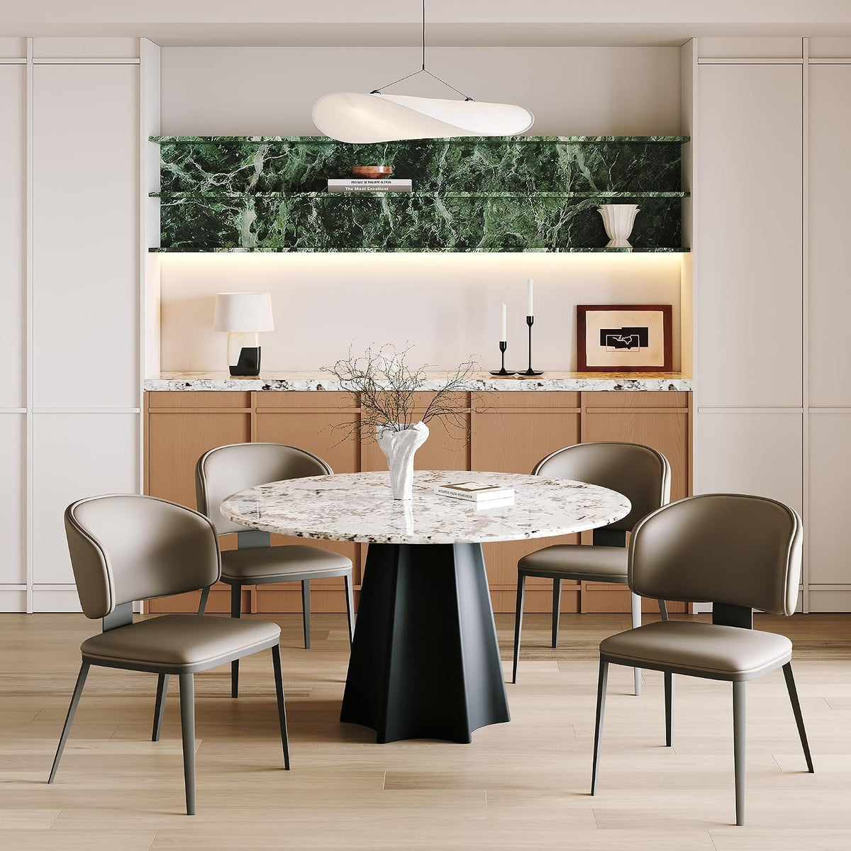 Dining Chairs Set of 4 Faux Leather Dining Chairs, Milk Coffee