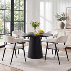 HNY Modern Dining Room Arm Chairs Set of 6, Retro Faux Leather Upholstered Barrel Dining Chairs with Arms Mid-Century Brown Accent Chair with Metal Legs, Open-Back Kitchen Side Chair for Living Room