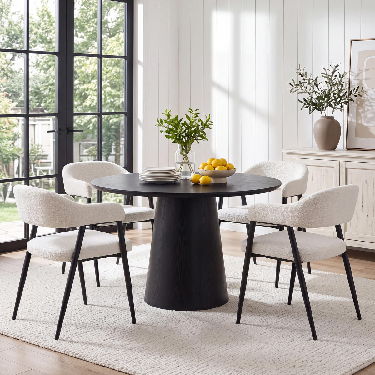 HNY Modern Dining Room Arm Chairs Set of 6, Retro Faux Leather Upholstered Barrel Dining Chairs with Arms Mid-Century Brown Accent Chair with Metal Legs, Open-Back Kitchen Side Chair for Living Room