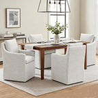 DUHOME Upholstered Dining Chairs with Casters,Linen Dining Chairs Set of 4