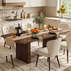 LEYAOYAO Extendable Dining Table for 4-6, 63"–79" with Fluted Base(Walnut)