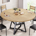 Jocoevol Round Dining Table for 4,Kitchen Dining Room Circle Dinner Pedestal Table,Space Saving Wood Kitchen & Dining Room Furniture (Black, 46In)