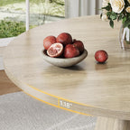 ONBRILL 47 Inch Round Dining Table for 4-6,Square Pedestal Base,Oak