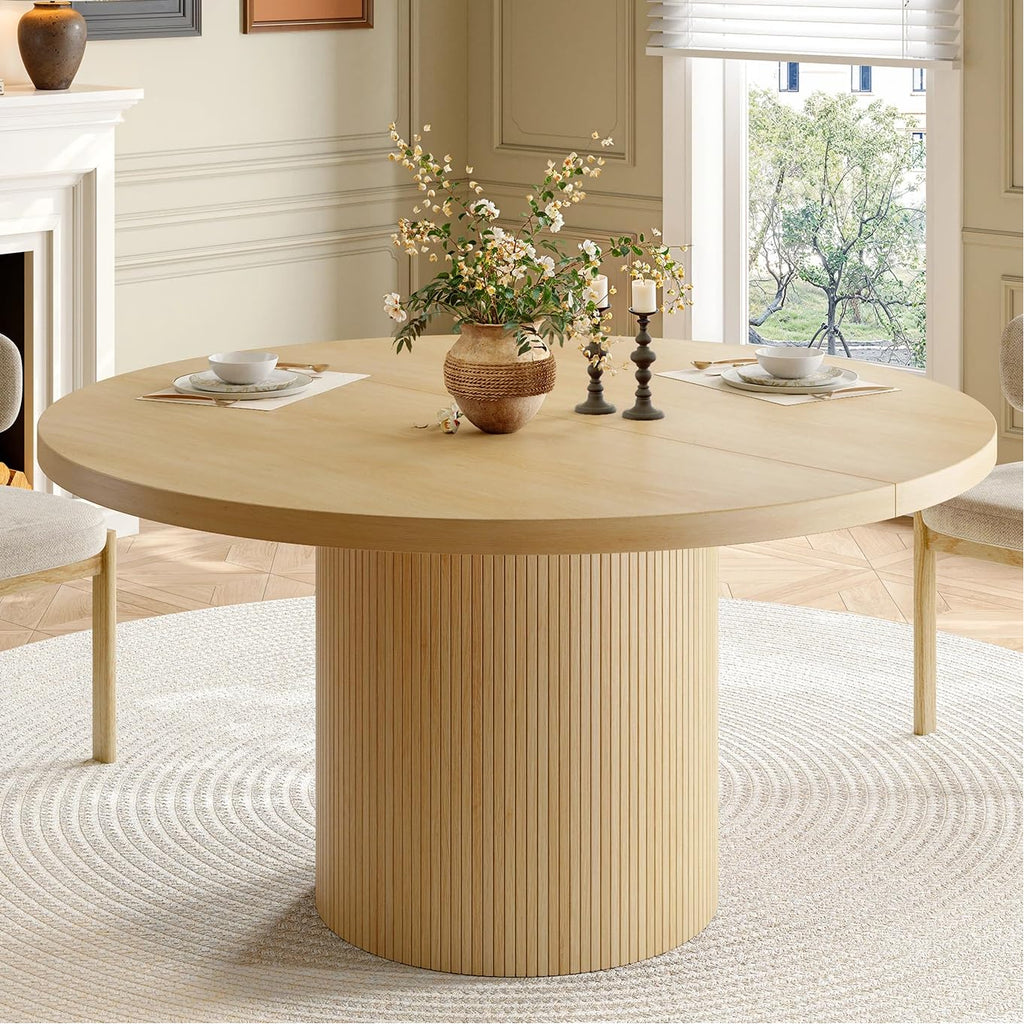 ONBRILL 47 Inch Round Dining Table for 4-6, Walnut