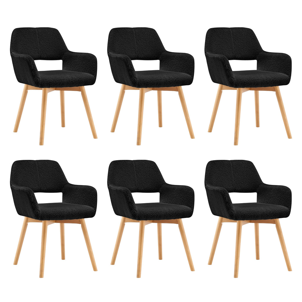 Mid Century Modern Dining Chairs Set of 2 & 4 & 6 Comfy Accent Chair Upholstered Kitchen Dining Living Room Chairs for Bedrooms Waiting Room Home Arm Desk Chair No Wheels (Wool White, 2)