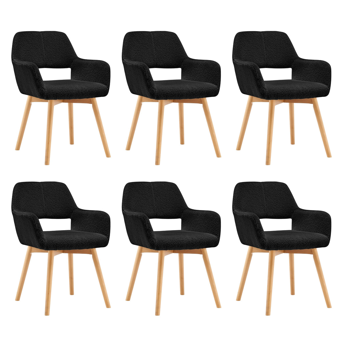Mid Century Modern Dining Chairs Set of 2 & 4 & 6 Comfy Accent Chair Upholstered Kitchen Dining Living Room Chairs for Bedrooms Waiting Room Home Arm Desk Chair No Wheels (Wool White, 2)