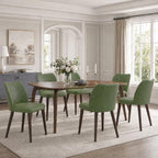 COLAMY Upholstered Dining Chairs Set of 4, Modern Kitchen & Dining Room Chairs with Curved Back, Fabric Padded Seat and Solid Wood Legs, Side Chairs for Restaurant, Cafe & Home, Beige