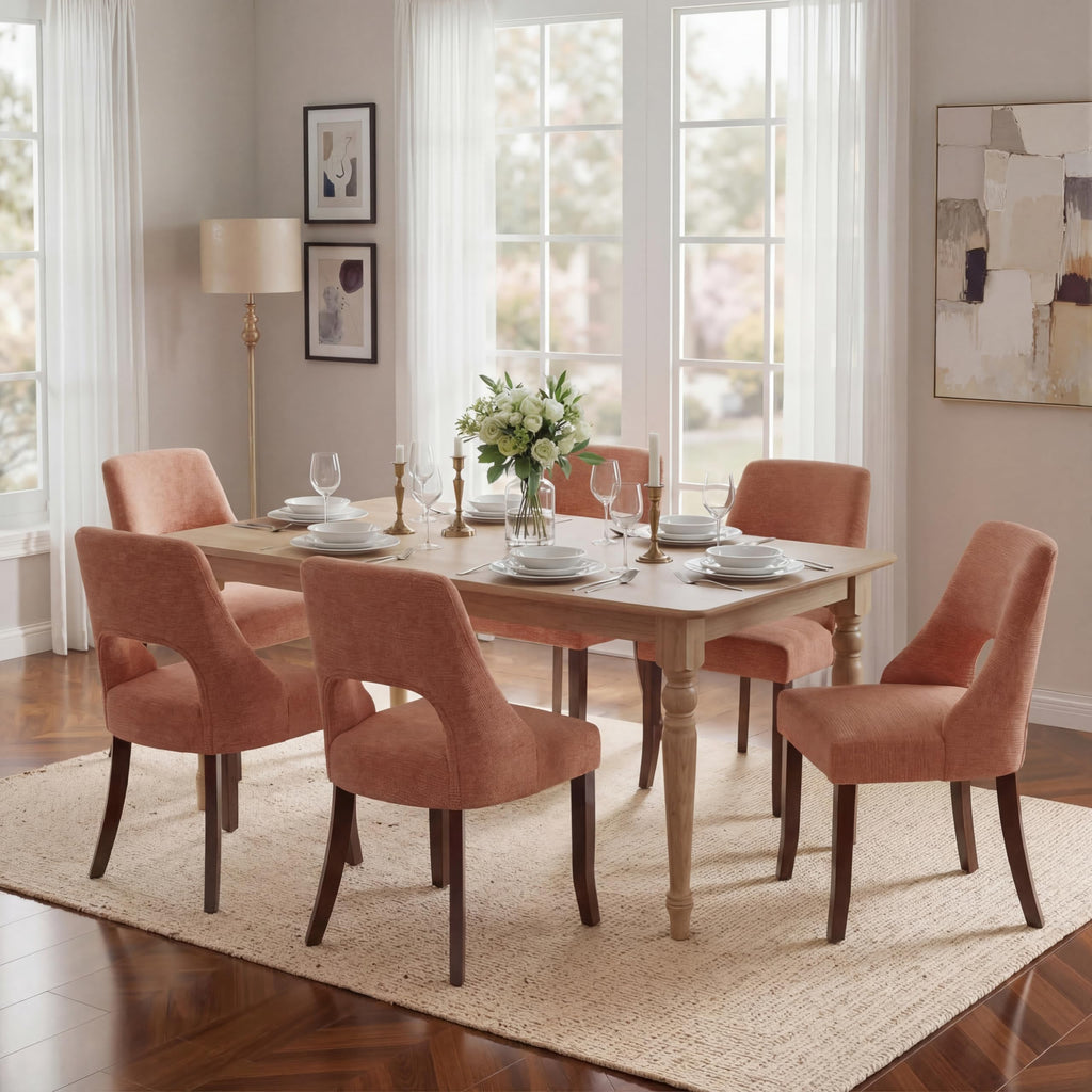 UVV Wooden Dining Chairs Set of 2, Mid Century Modern Chenille Upholstered Dining Room Chair Kitchen Chairs, Farmhouse Dinner Chair with Solid Wood Legs for Kitchen Dining Room, Green