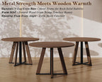 MECHYIN 42 inch Round Dining Table for 4, Farmhouse Kitchen Table, Round Dining Room Table with Metal Legs for Small Spaces & Apartment, Space-Saving Circle Wood Dinner Table, Walnut