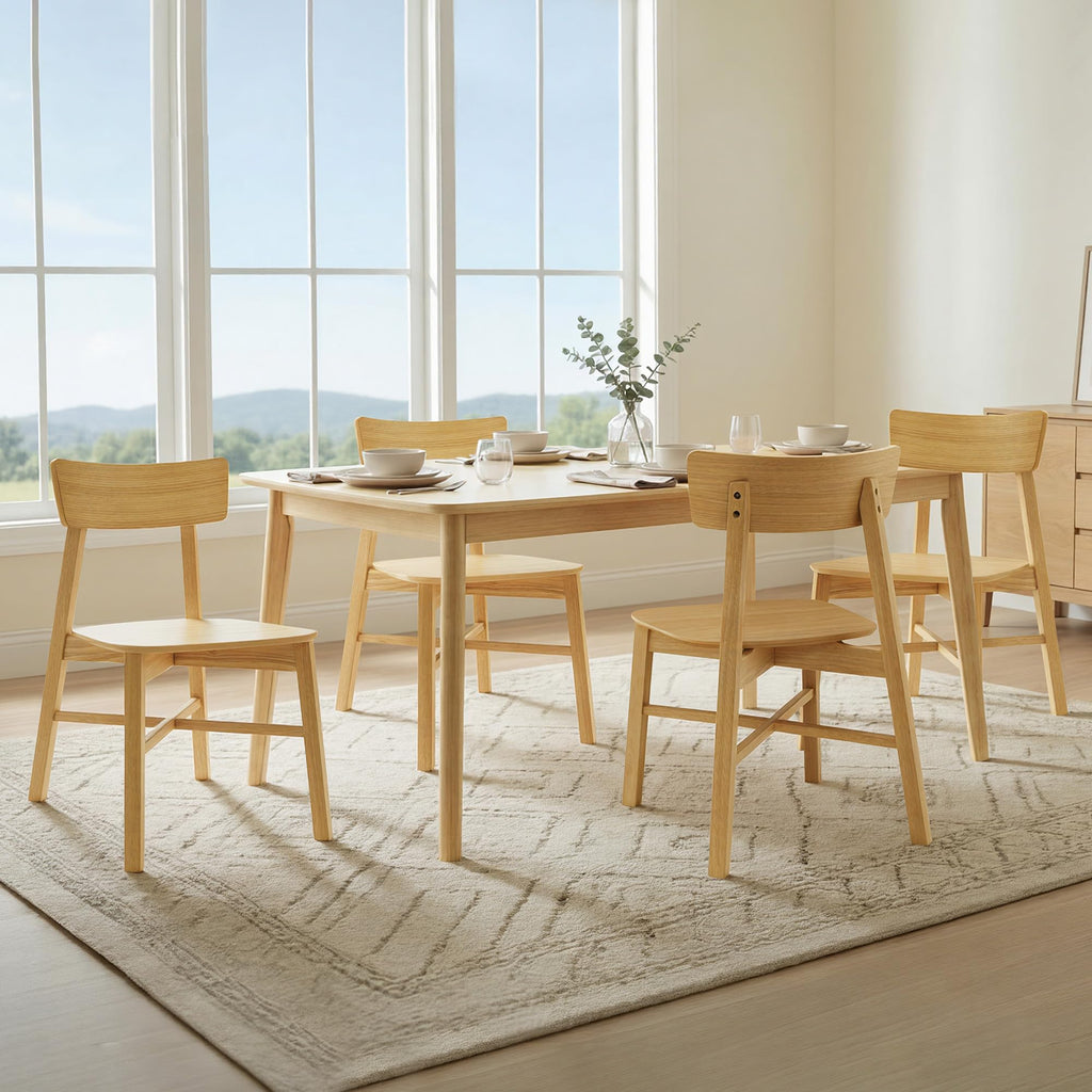 CHITA Soild Wood Dining Chairs Set of 4, Oak Wood Kitchen Chairs, Walnut