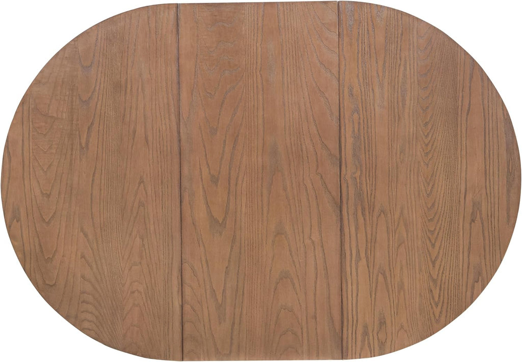 Merax Rustic Expandable Pedestal Dining Table, 39" Round to 57" with Extension Leaf, Rubberwood Base, Farmhouse Kitchen Table for 4-6, Walnut