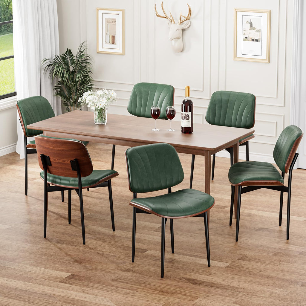 REONEY Dining Chairs Set of 2, Mid-Century Modern Kitchen Chairs, Black