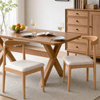 Solid Wood Dining Chairs Set of 2, Mid Century Modern Kitchen Chairs with Leather Upholstered Seat, Elegant Walnut-Colored Side Chairs for Dining Room, Kitchens,Restaurants, Cafes