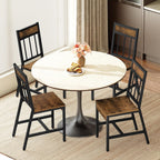YATINEY Dining Chairs Set of 4, Industrial Kitchen Chairs with Metal Frame, Slanted Back, Wooden Dining Chair Set, for Kitchen, Living Room, Rustic Brown and Black CY03L4BR