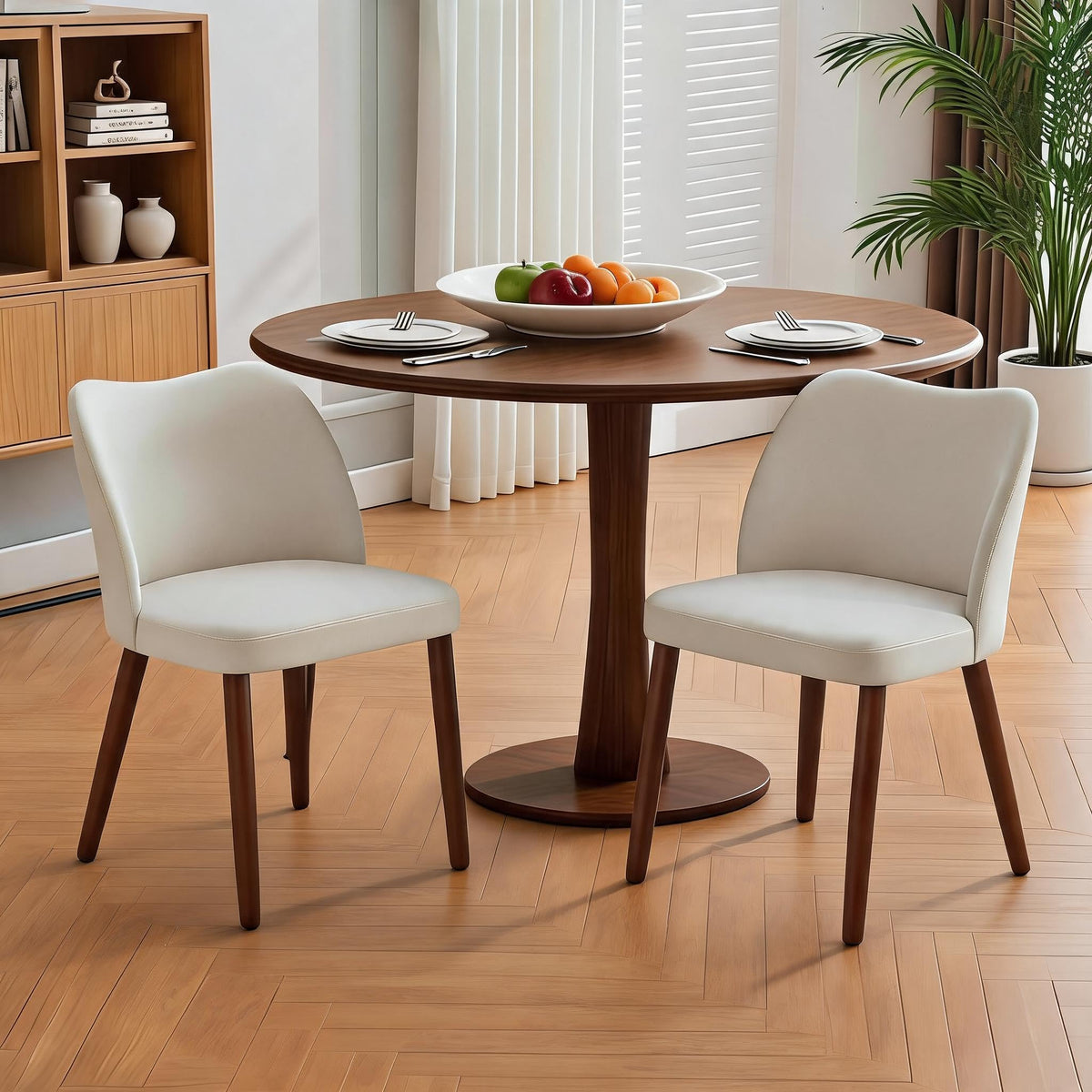 GarveeHome Wooden Dining Chair Set of 4 Upholstered Fabric Dining Chair