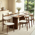 CHUN YI Dining Chairs Set of 4, Upholstered Wooden Dining Room Chairs, Mid Century Modern Fabric Kitchen Chair with Ergonomic Curved Backrest, Beige (Only Chairs)