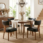 HNY Mid Century Modern Dining Chairs Set of 4, Upholstered Linen Kitchen & Dining Room Chairs with Ergonomic Curved Backrest, Solid Wood Legs, Farmhouse Accent Chair for Home, Apartment, Beige