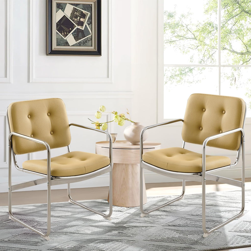 MALOL Dining Chairs Set of 4, Upholstered Kitchen & Dining Room Chairs with Curved Back and Bronze Metal Legs, Comfortable Modern Dining Side Chairs for Dining Room, Kitchen, Brown