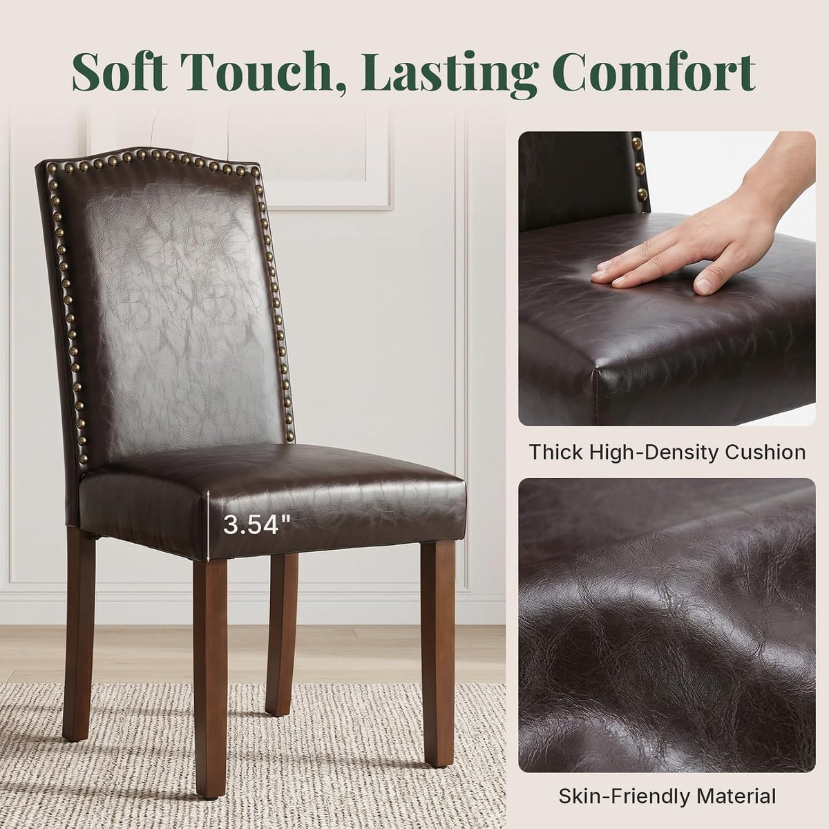 Upholstered Dining Chair Set of 6, PU Leather Kitchen Chair