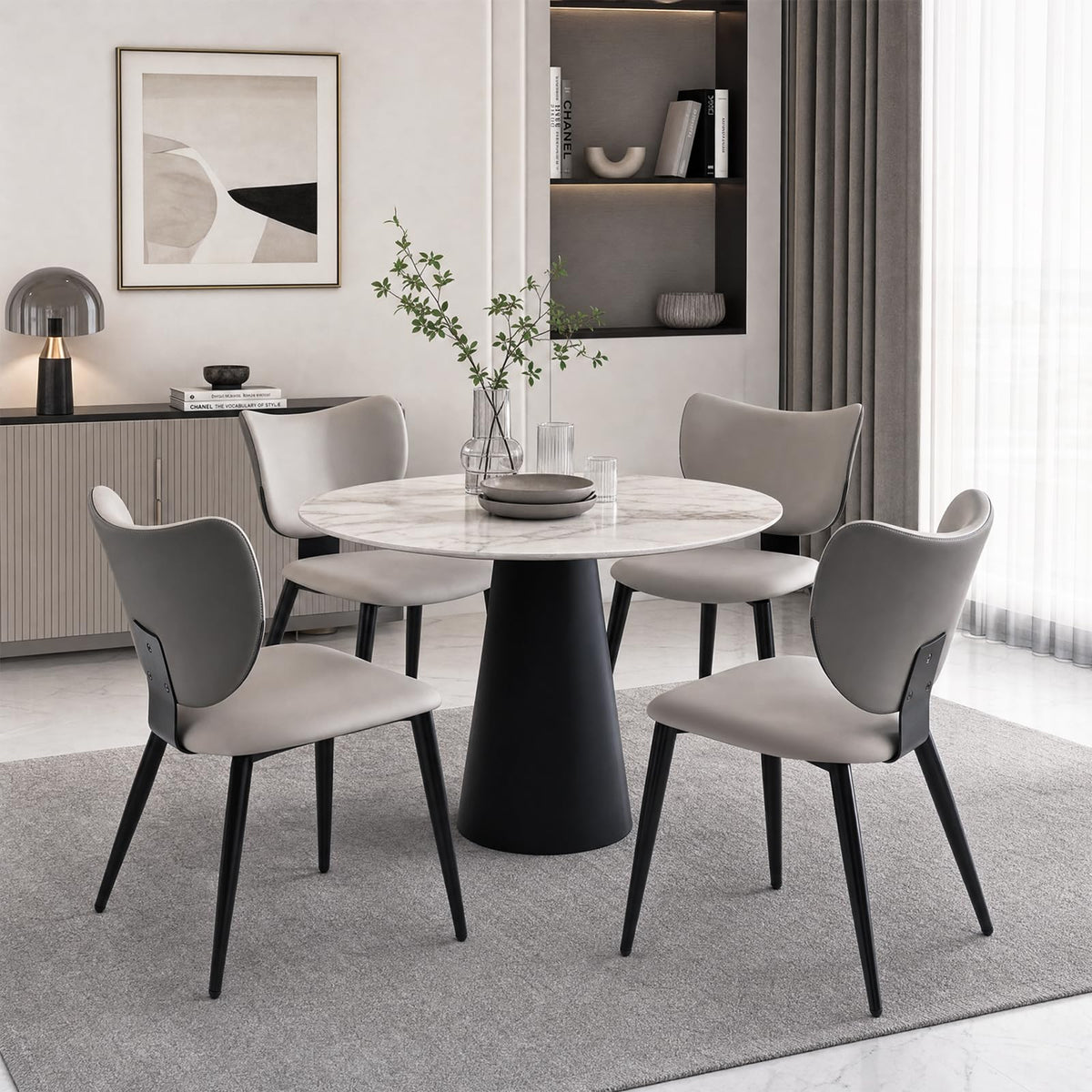 Dining Chairs Set of 4, Faux Leather Kitchen & Dining Chairs