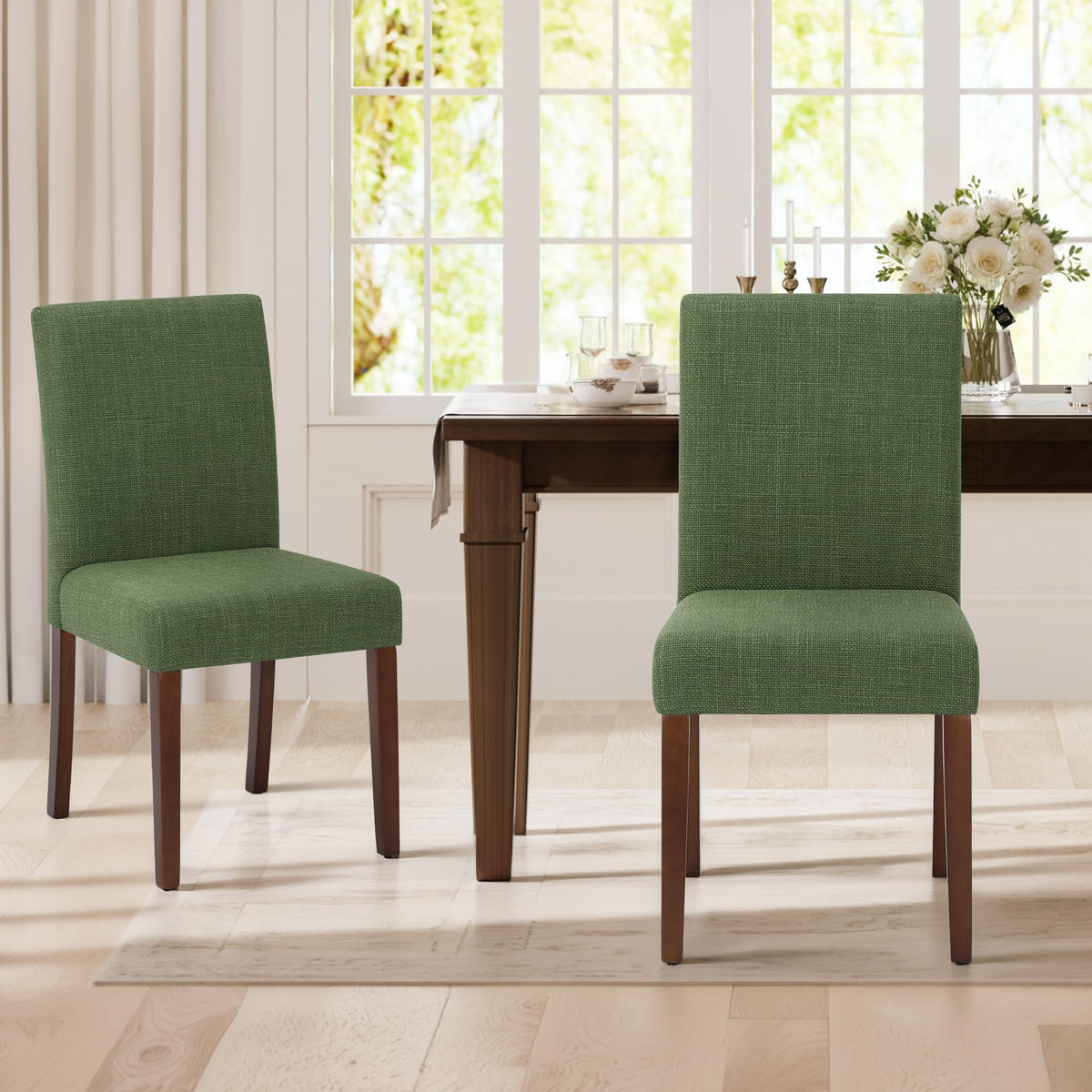 MALOL Upholstered Dining Chairs Set of 4, Fabric Dining Room Chairs, Modern Wooden Dining Chair, Kitchen Side Chairs, Farmhouse Dinner Chair with High Back for Kitchen, Beige
