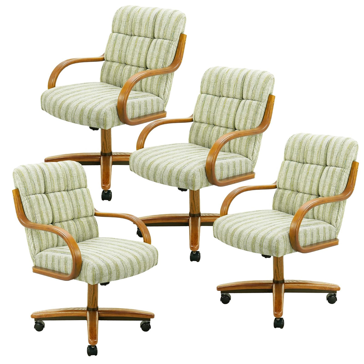 Chromcraft Ryland Swivel-Tilt Caster Dining Chair - Chestnut -Earth - 4pc