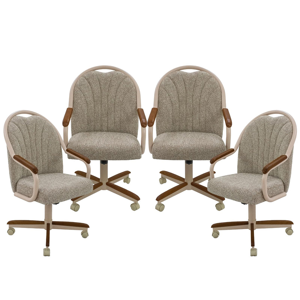 Chromcraft Bailey 4pc Swivel Kitchen Dining Chair - Light Sand-Chestnut