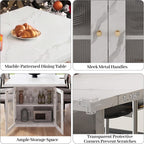 51"-78" Extendable Dining Table, White Faux Marble Kitchen Table for 4-8