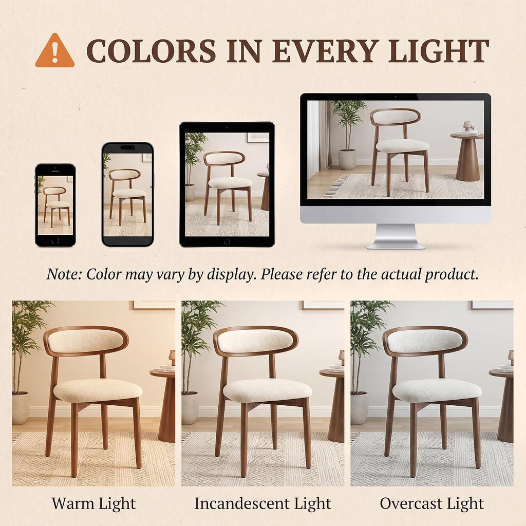 Wooden Dining Chairs set of 4, Farmhouse Dinner Chairs with Curved Back