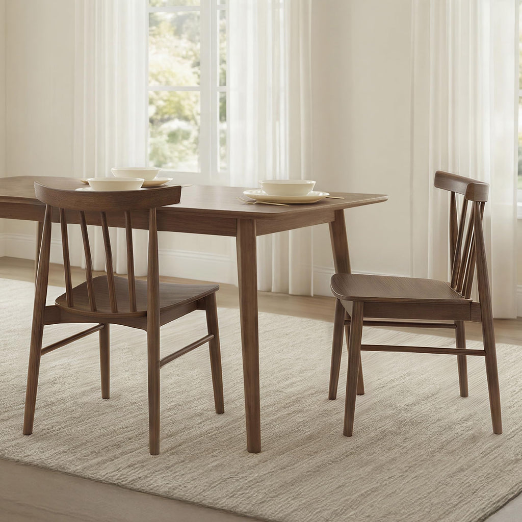 CHITA Soild Wood Dining Chairs Set of 4, Oak Wood Kitchen Chairs, Walnut